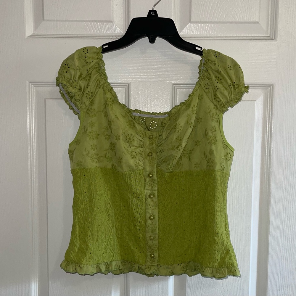 **SOLD SHEIN Green Button-Up Blouse